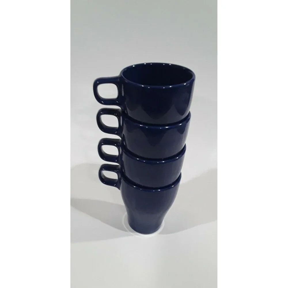 Vintage Ikea Fargrik Mugs Set of 4 Blue